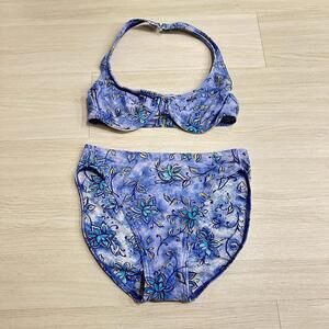 Vintage 80's 90's High Cut Bikini Swim Suit Floral Beach Hawaii Bay Watch S/M?